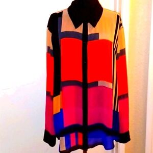 CHAUS Color Block Blouse